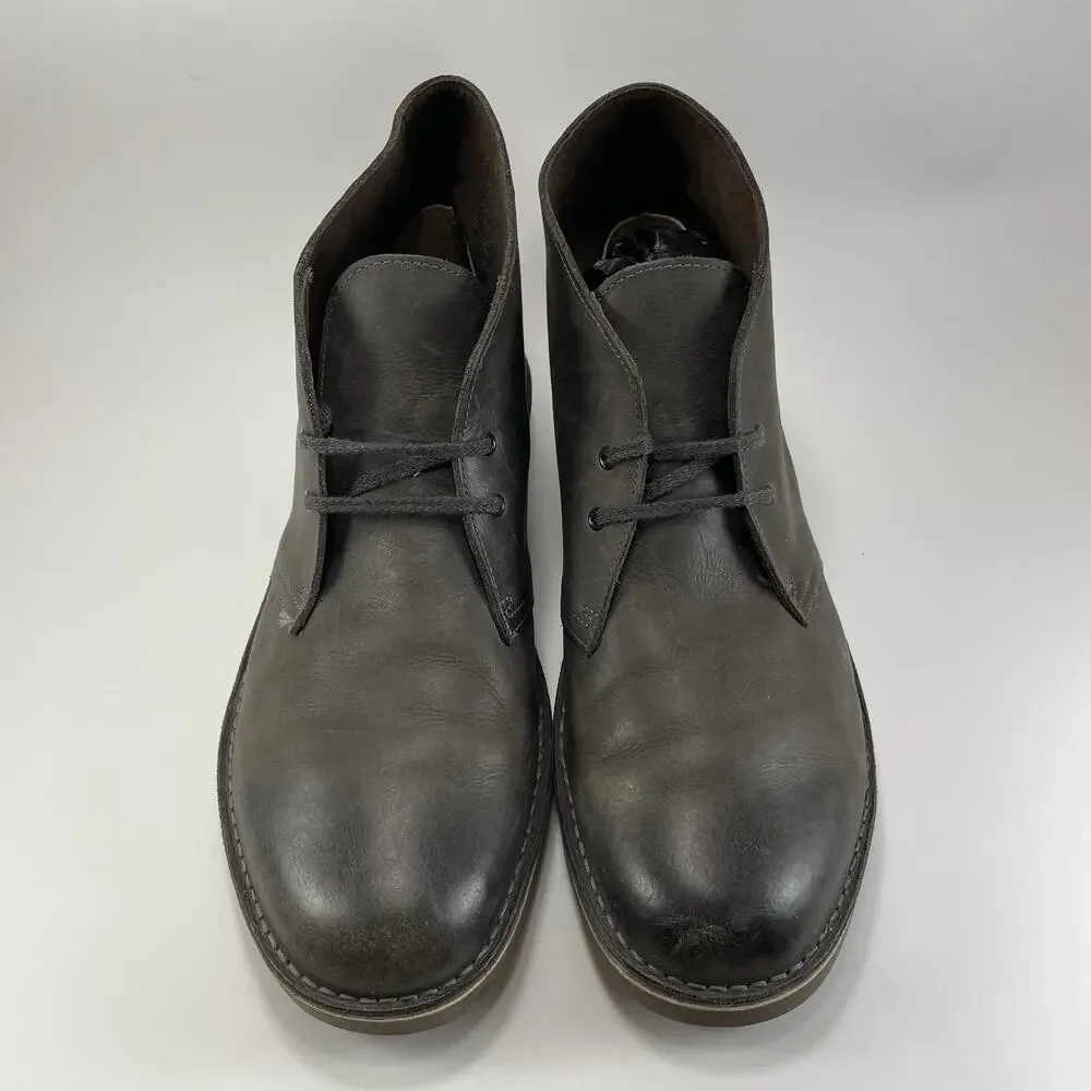 Clarks Bushacre 2 Gray Distressed Leather Chukka Boot Men's Size 11.5 Brown